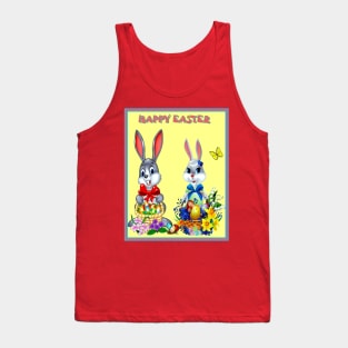 Easter Holiday Bunny Rabbit Couple Greeting Print Tank Top